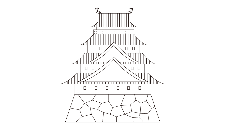 日本のお城を描いたぬりえイラスト